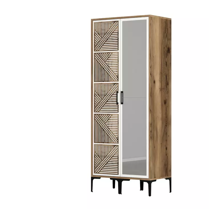 Garderob Hanah Home Kumsal PR Valnöt Vit Spånskiva 80x47,5x201,4 cm - Garderober - 8684282088936 - 1