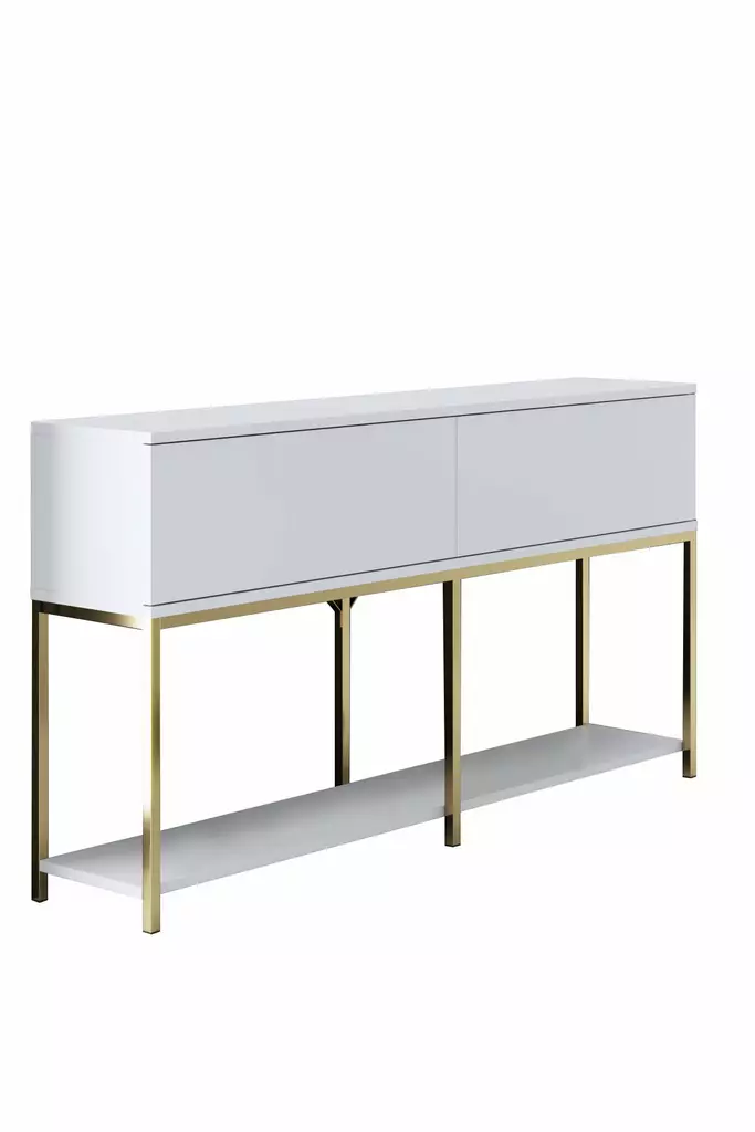 Konsolbord Hanah Home Lord Vit Guld Spånskiva 150x80x30 cm - Byråer och skåp - 8684282484066 - 1