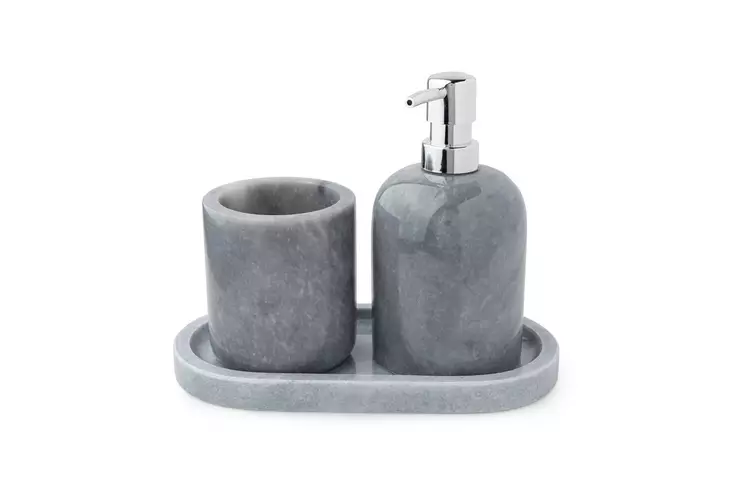 Badrumsset Mijölnir Grå 100% Verona Grå Marmor 9x12 cm & 9x10 cm & 25x12x2 cm - Badrumstillbehör - 8684283055326 - 1