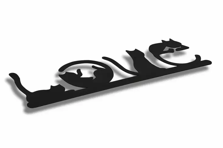Dekorativ Ledbelysning Wallity Cat Love Grön MDF 70x22 cm - Ljussmycken och ljusfigurer - 8682870904576 - 1