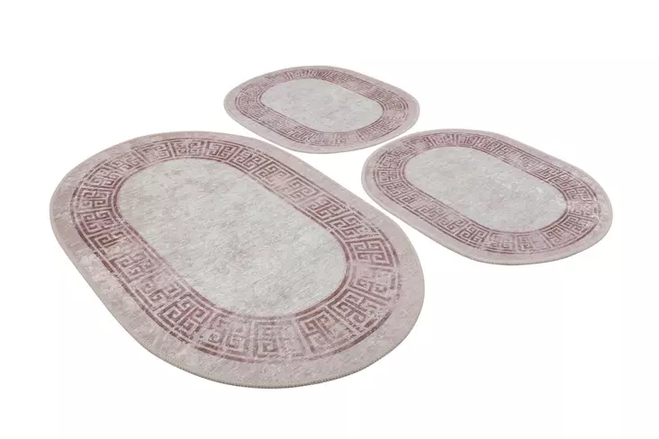 Badrumsmatta Set Mijölnir Flerfärgad 100% Polyester Antibakteriell Halkfri 50x60 cm & 60x100 cm - Badrumsmattor och våtrumsmattor - 8683342801546 - 1