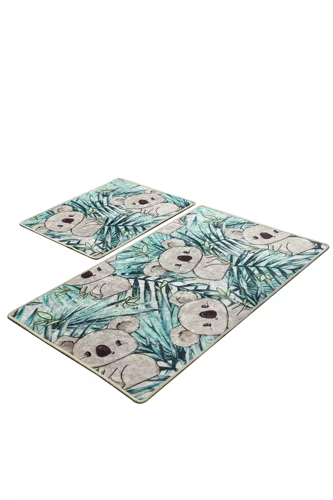 Badrumsmatta Set Mijölnir Flerfärgad 100% Polyester Antibakteriell Halkfri 50x60 cm & 60x100 cm - Badrumsmattor och våtrumsmattor - 8681875666786 - 1