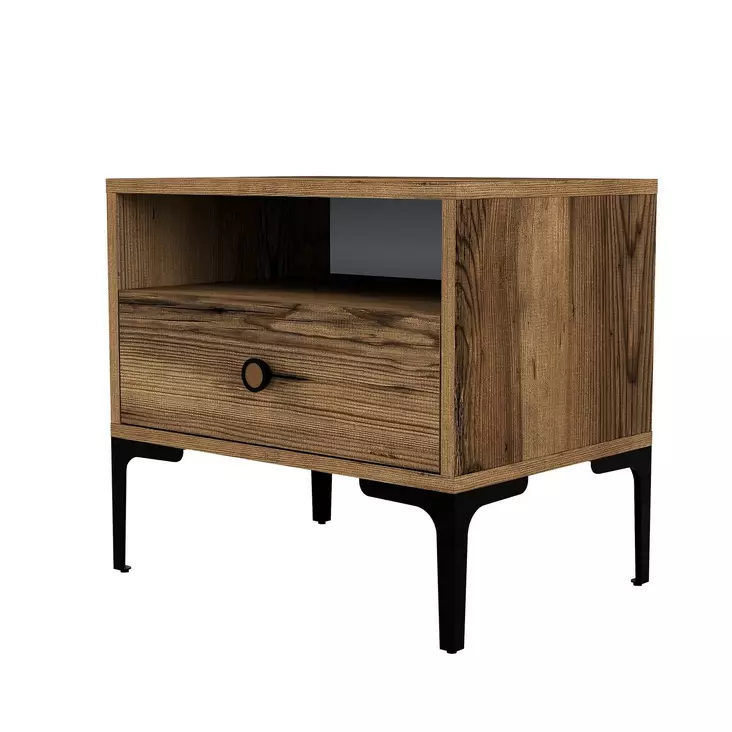 Sängbord Hanah Home Lizbon 532 Valnöt Spånskiva 56x50,8x40 cm - Nattduksbord - 8683743327676 - 1