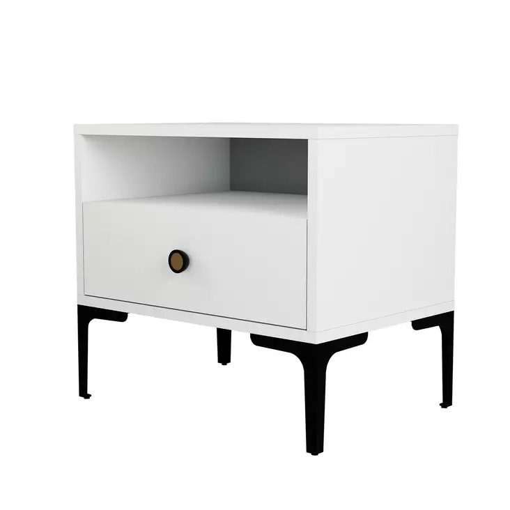Sängbord Hanah Home Lizbon 535 Vit Spånskiva 56x50,8x40 cm - Nattduksbord - 8683743327706 - 1