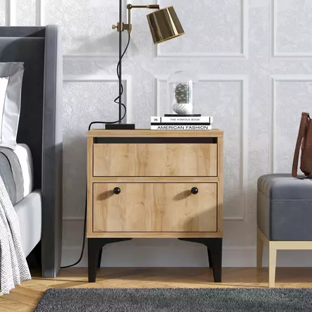 Sängbord Hanah Home Orabella Ek Spånskiva 45x51x40 cm - Nattduksbord - 8682870175297 - 1