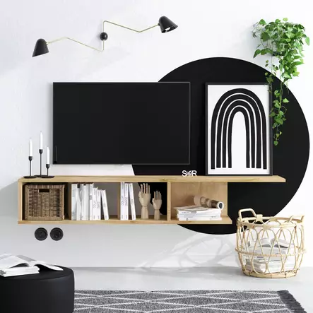 TV-bänk Hanah Home Dec0069 Safir Ek Spånskiva 150x26x24 cm - TV-bänkar - 8683743015887 - 1