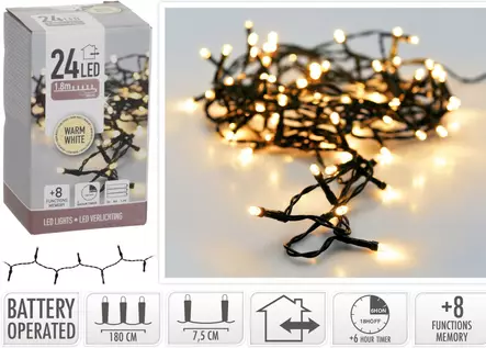 Led-valosarja paristolla 24 ledi=C3=A4 - Ljusslingor - 8719202261677 - 2