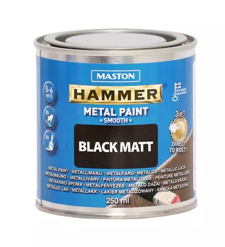 Metallimaali Maston Hammer sile=C3=A4 mattamusta 250ml - Sprayfärger - 6412490044817 - 1