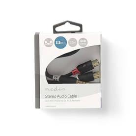 Stereoljudkabel | 3.5 mm Hane | 2x RCA Hona | Guldplaterad | 0.20 m | Rund | Antracit | Låda - Ljudkablar - 5412810265077 - 2