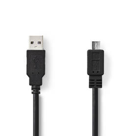 USB-kabel | USB 2.0 | USB-A Hane | USB Micro-B Hane | 9 W | 480 Mbps | Nickelplaterad | 5.00 m | Rund | PVC | Svart | Kuvert - Dator och nätverk - 5412810274857 - 2