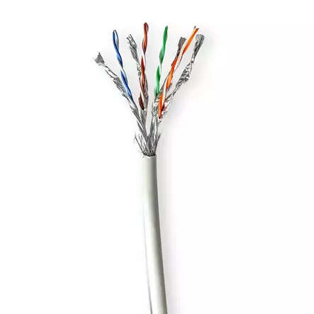 CAT7 nätverkskabel rulle | Solid | S/FTP | Bar koppar | 305 m | Inomhus | Rund | LSZH | Grå | Dragkorg - Dator och nätverk - 5412810401987 - 10