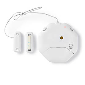 Dörr- och fönsterlarm med siren | Magnetisk sensor / Sensor för glaskross | Batteridriven | 2x CR2032 | 85 dB | Vit - Nyckelfinnare - 5412810329007 - 2