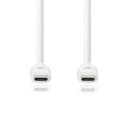 USB-kabel | USB 3.2 Gen 1 | USB-C Hane | USB-C Hane | 60 W | 4K@60Hz | 5 Gbps | Nickelplaterad | 2.00 m | Rund | PVC | Vit | Låda - Nedis produkter - 5412810481347 - 10