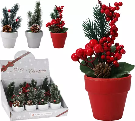 Julblomma i keramikkruka – stämningsfull dekoration för hemmet och som gåva, lättskött inredning - Juldekorationer och textilier - 8721037228497 - 1