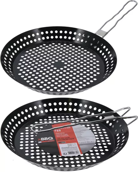 Grillpanna med vikbart handtag - perforerad, non-stick, 30,5 cm - Grilltillbehör - 8718158433947 - 1