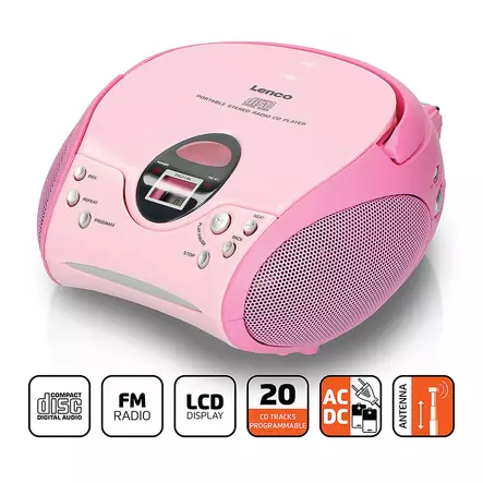 Bärbar FM-radio med CD Pink - Radioapparater - 8711902022107 - 1