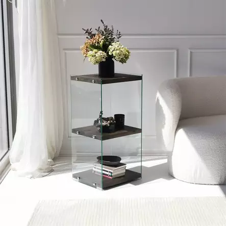 Bokhylla Hanah Home Aqua 2 Antracit Härdat Glas Massivt Trä 40x80x35 cm - Bokhyllor - 8684282402497 - 2