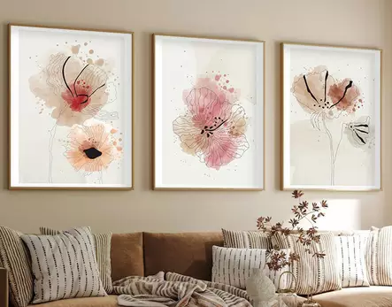 Dekorativ inramad MDF-tavla (3 delar), flerfärgad, 50 x 70 cm (3 delar), hållbar, högkvalitativ - Tavlor och ramar - 8684282340607 - 2