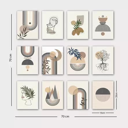 Dekorativ MDF-tavla (12 delar), flerfärgad, 20 x 15 cm, hållbar, lätt att hänga upp - Tavlor och ramar - 8682870682337 - 2