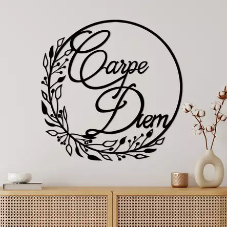 Väggdekor Metall Wallity Carpe Diem Svart Metall 56x56 cm - Dekorationer, prydnadsföremål - 8684282360537 - 2