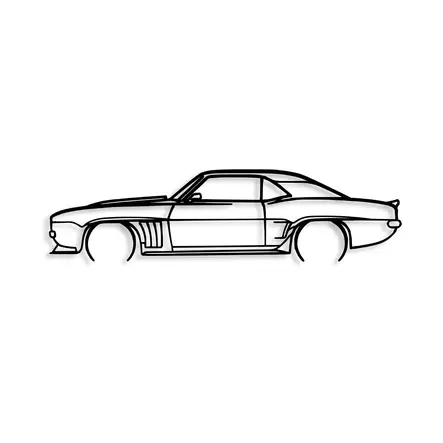 Väggdekor Metall Wallity Chevrolet Camaro Silhouette Svart Metall 70x18 cm - Dekorationer, prydnadsföremål - 8683743841837 - 1