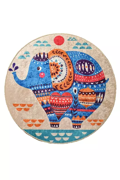 Badrumsmatta, flerfärgad, Diameter 100 cm, antibakteriell, halkfri - Badrumsmattor och våtrumsmattor - 8681875665727 - 1