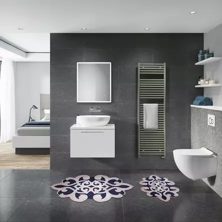 Badrumsmatta Set Mijölnir Rosa Marinblå 100% Polyester Halkfri Antibakteriell Maskintvättbar 50x60 cm & 60x100 cm - Badrumsmattor och våtrumsmattor - 8682870989467 - 2