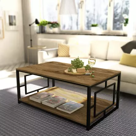 Soffbord Hanah Home Kelvin Valnöt Svart Spånskiva 120x50x60 cm - Soffbord - 8681875508697 - 2