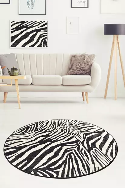 Matta Conceptum Zebra Flerfärgad Polyester 100x100 cm - Runda mattor - 8681875589467 - 2