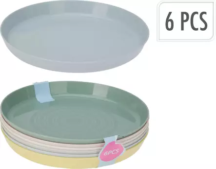Tallrikset i pastellfärger, 6-pack, plast - Plastserviser - 8721037373227 - 1