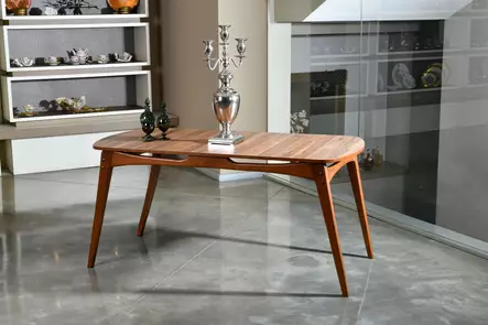 Matbord Hanah Home Touch Valnöt Spånskiva Massivt Trä 160x75x80 cm - Matbord - 8683342671187 - 2