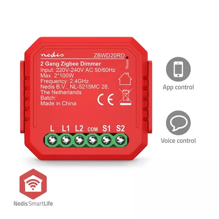 SmartLife Inbyggd Modul | Dubbel triac-dimmer | 2 x 100 W | Terminalanslutning | App tillgänglig för: Android / IOS - Strömbrytare - 5412810452187 - 1