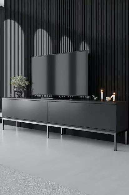TV-bänk Hanah Home Lord Antracit Silver Spånskiva 180x47x30 cm - TV-bänkar - 8684282483977 - 2