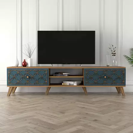TV-bänk Hanah Home Chalcedony Valnöt Spånskiva 180x44x35 cm - TV-bänkar - 8681875184327 - 2