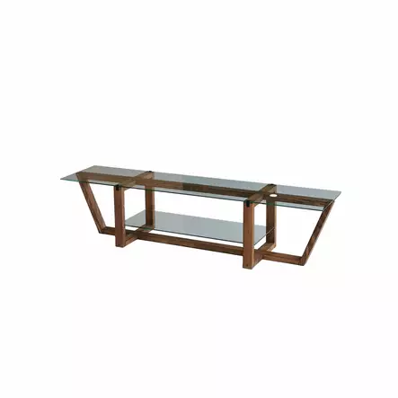 TV-bänk Hanah Home Amalfi Valnöt Massiv Furu Härdat Glas 158x35x35 cm - TV-bänkar - 8683342979207 - 1