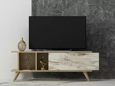 TV-bänk Hanah Home Liberty Sapphire Ek Marmormönster Spånskiva 120x30x45 cm - TV-bänkar - 8683742102267 - 2