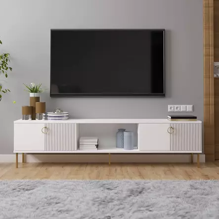 TV-bänk Hanah Home Paye Vit Spånskiva 180x45x30 cm - TV-bänkar - 8684283800827 - 2