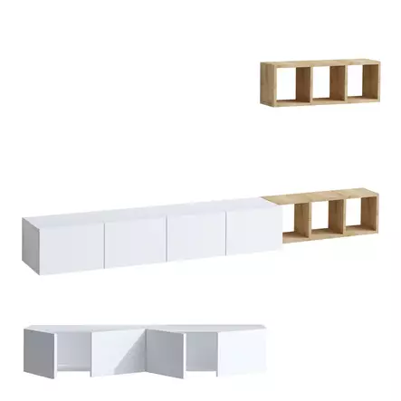 TV-bänk Hanah Home Pia Vit Ek Spånskiva 215x25x32 cm - TV-bänkar - 8683743537037 - 1