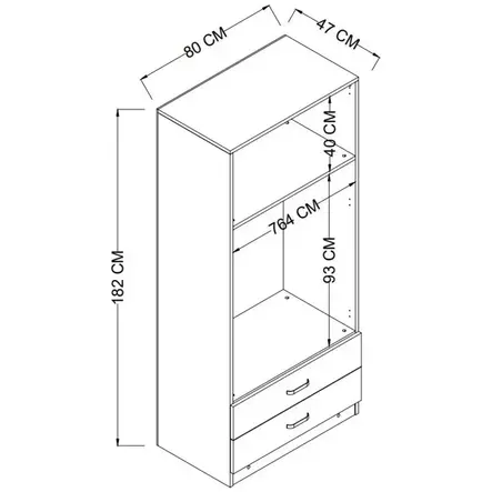 Garderob Hanah Home Yaman 1600 042 Vit Spånskiva 80x182x47 cm - Garderober - 8684282617747 - 1