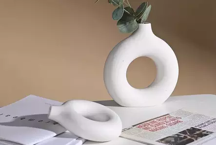 Vas Set Aberto Design Iskandinav Halka Vit Keramik 15x4x20 cm 15x4x16 cm - Hängande blomkrukor och vaser - 8684282698227 - 2