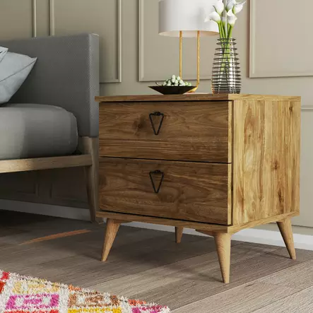 Sängbord Hanah Home Versa Ce 3630 Valnöt Spånskiva 52x55,1x45 cm - Nattduksbord - 8683342214797 - 2