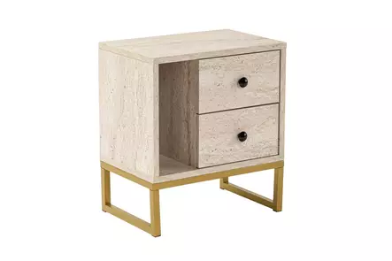 Sängbord, travertin guld, 45,2 cm x 50 cm x 29,5 cm, hållbart, elegant, modernt - Bord - 8684283112227 - 1