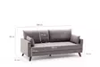 3-sits bäddsoffa Atelier del Sofa Bella Brun Polyester 208x81x85 cm - Bäddsoffor - 8682870815667 - 8
