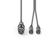 Balanserad ljudkabel | XLR 3-stifts hona | 2x RCA Hane | Nickelplaterad | 1.50 m | Rund | PVC | Mörkgrå | Kartonghylsa - Ljudkablar - 5412810295807 - 10