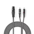 Balanserad ljudkabel | XLR 3-stifts hona | 2x RCA Hane | Nickelplaterad | 1.50 m | Rund | PVC | Mörkgrå | Kartonghylsa - Ljudkablar - 5412810295807 - 1