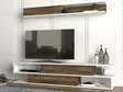 TV-bänk Hanah Home Manyetik Vit Valnöt Spånskiva 176x39,6x31,5 cm - TV-bänkar - 8681181790847 - 2
