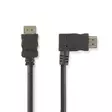 High Speed HDMI kabel med Ethernet | Höger Hooked HDMI Connector | HDMI Kontakt | 4K@30Hz | 10.2 Gbps | 1.50 m | Rund | PVC | Svart | Kuvert - HDMI-kablar - 5412810264667 - 1