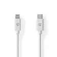 Lightning Kabel | USB 2.0 | Apple Lightning, 8-stifts | USB-C Hane | 480 Mbps | Nickelplaterad | 2.00 m | Rund | PVC | Vit | Label - Nedis produkter - 5412810421077 - 1