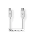 Lightning Kabel | USB 2.0 | Apple Lightning, 8-stifts | USB-C Hane | 480 Mbps | Nickelplaterad | 2.00 m | Rund | PVC | Vit | Label - Nedis produkter - 5412810421077 - 50