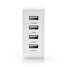 Väggladdare | 24 W | Snabbladdnings funktion | 4x 2.4 A | Antal utgångar: 4 | 4x USB-A | Utan kabel | Single Voltage Output | Vit - Nätladdare - 5412810267637 - 2